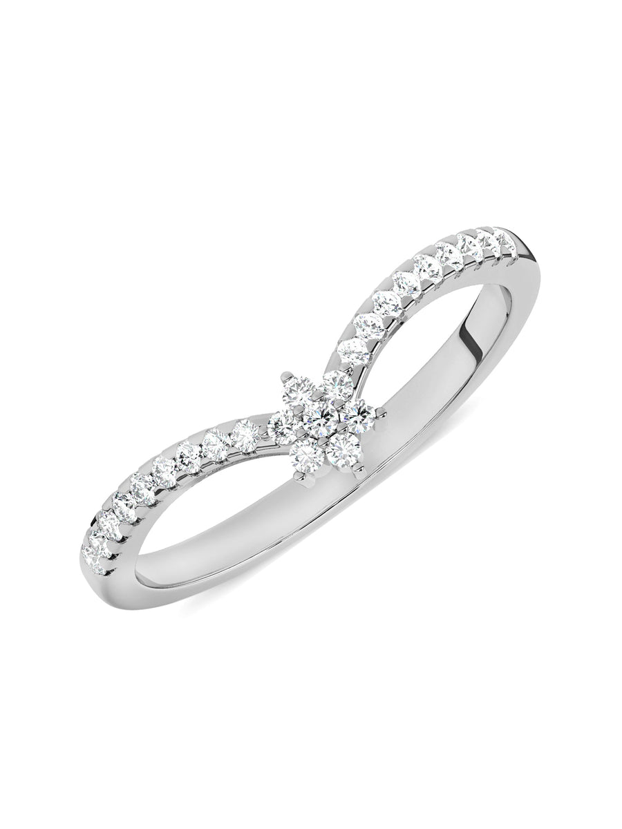 Lab Grown Flower Diamond Ring In Gold