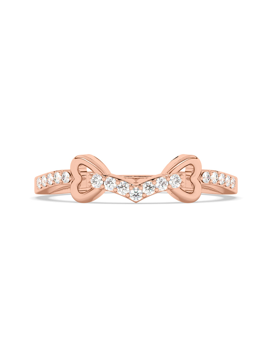 Lab Grown Bow Diamond Ring In Pure Gold
