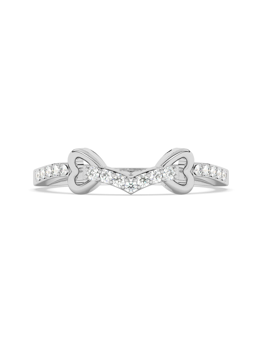 Lab Grown Bow Diamond Ring In Pure Gold