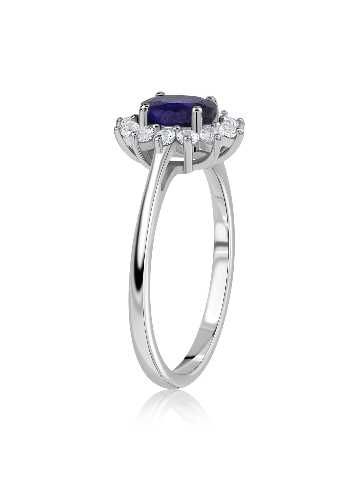 Midnight Aura Blue Sapphire Silver Ring