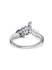 Twilight Leaf Blue Sapphire Silver Ring