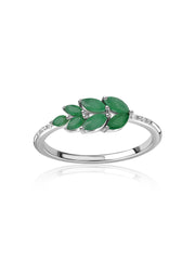 Emerald Leaf Zambian Emerald Silver Ring
