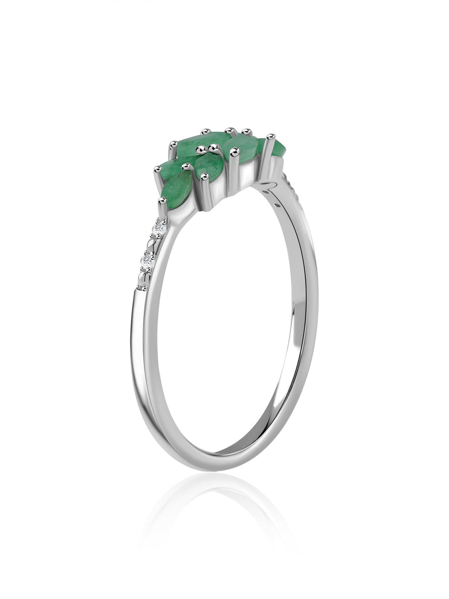 Emerald Leaf Zambian Emerald Silver Ring