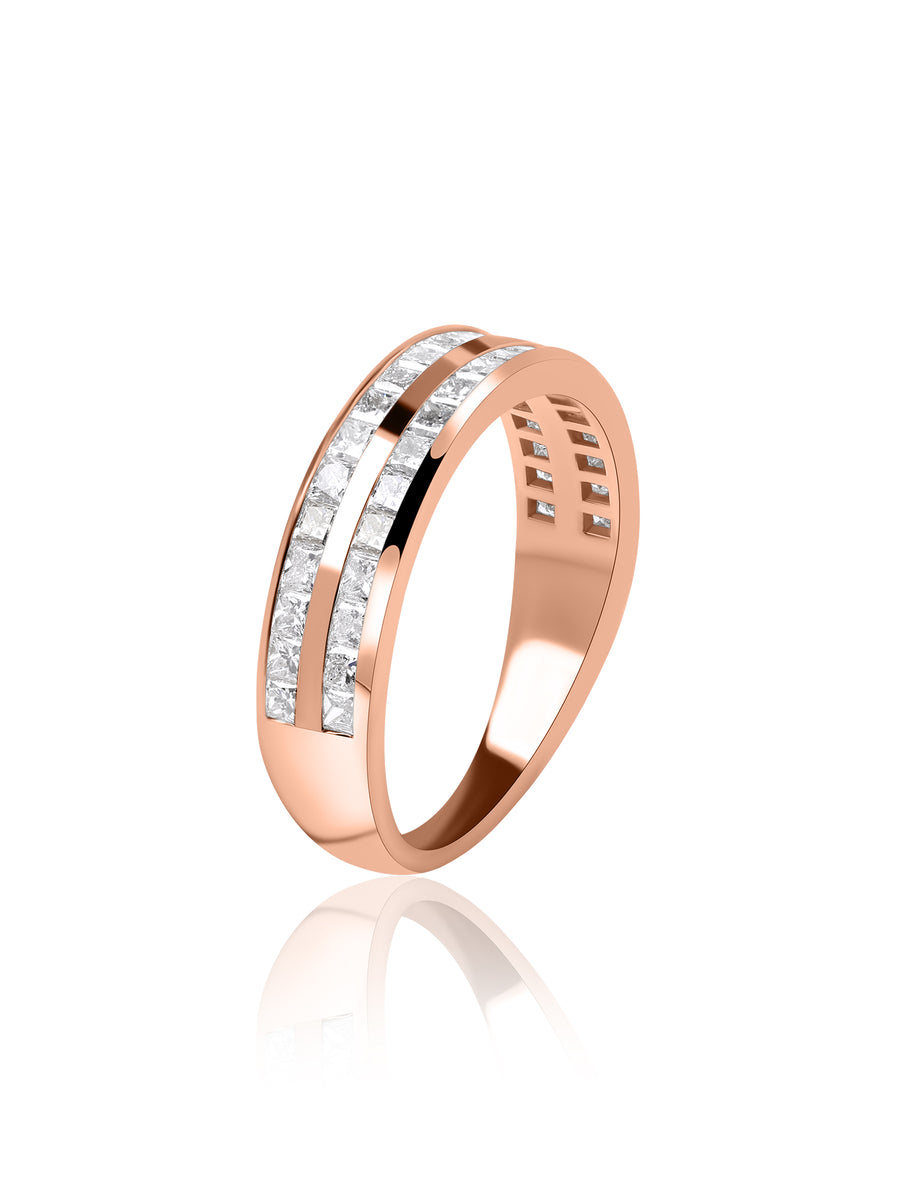 Double Row Lab Diamond Wedding Band Ring