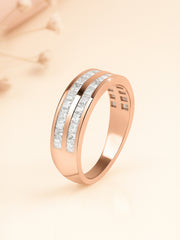 Double Row Lab Diamond Wedding Band Ring