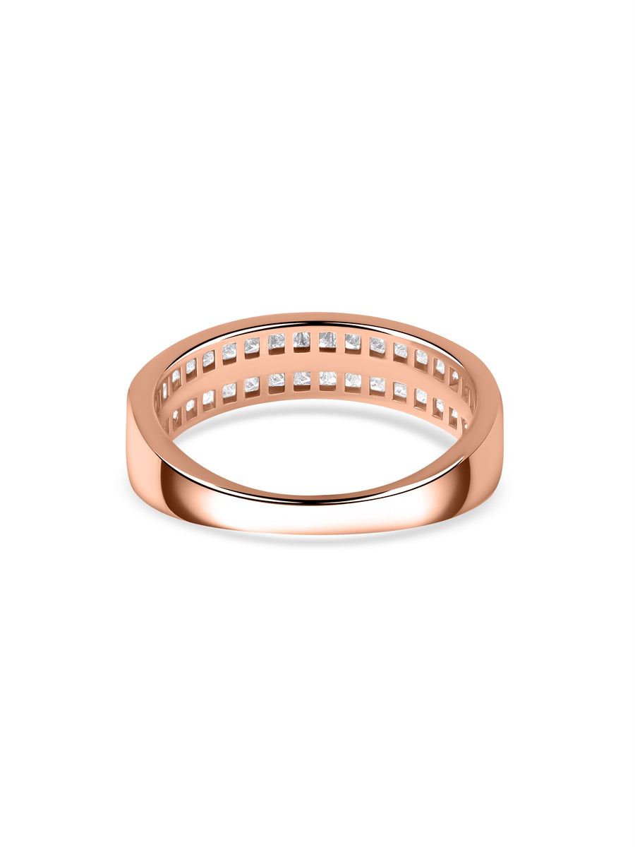 Double Row Lab Diamond Wedding Band Ring