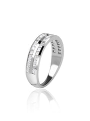 Double Row Lab Diamond Wedding Band Ring