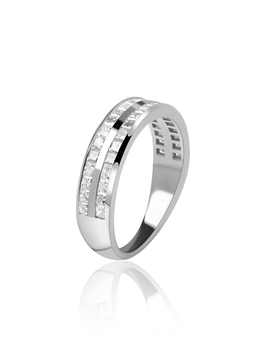 Double Row Lab Diamond Wedding Band Ring