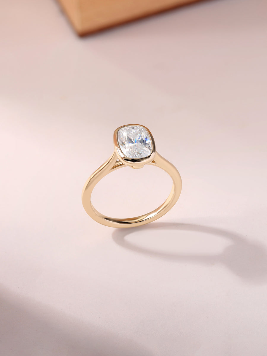 3 Carat Cushion Cut Lab Diamond Bezel Ring