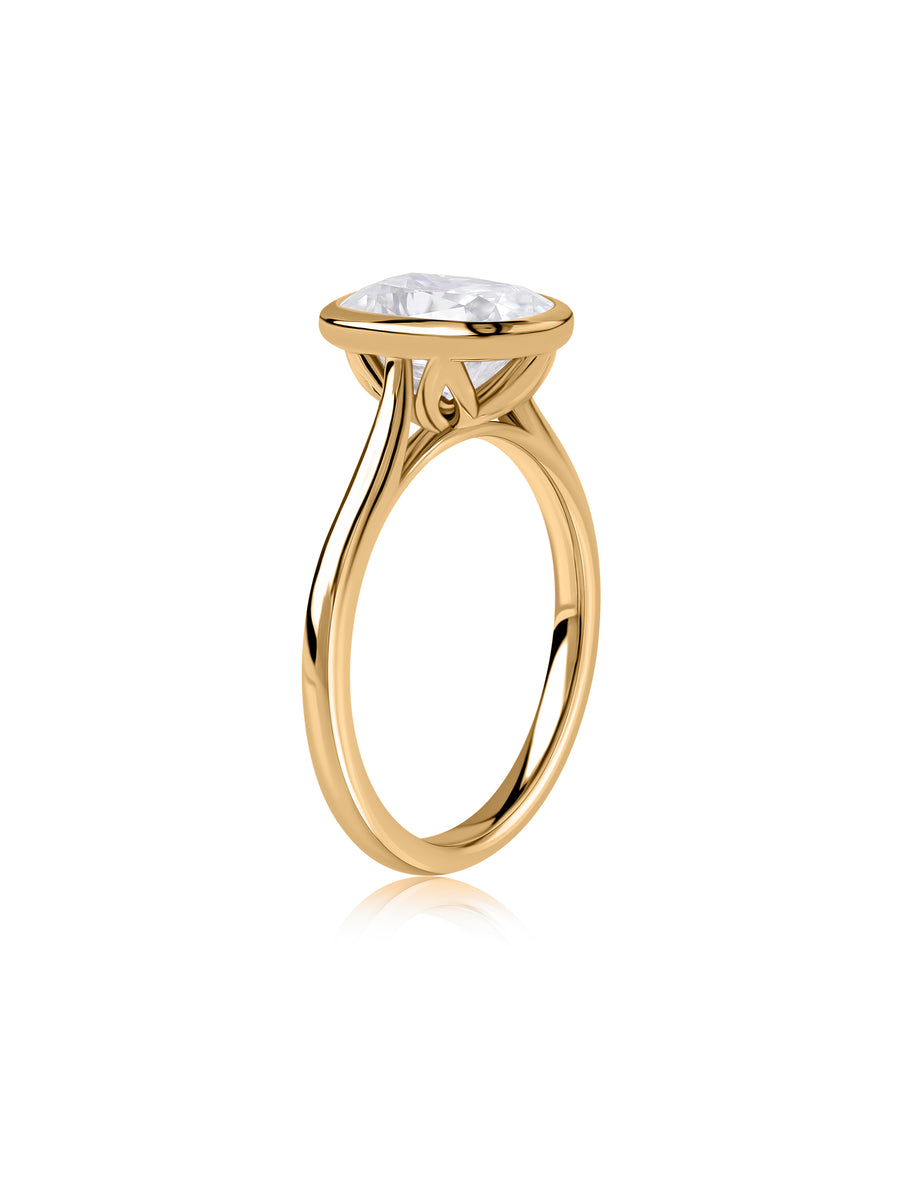 3 Carat Cushion Cut Lab Diamond Bezel Ring