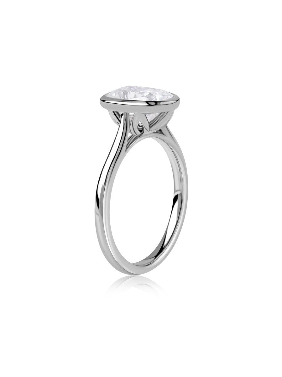 3 Carat Cushion Cut Lab Diamond Bezel Ring