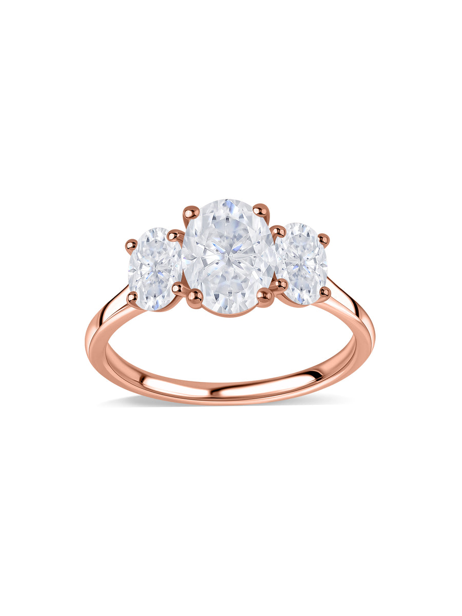 Lab Diamond Three Stone Engagement Ring