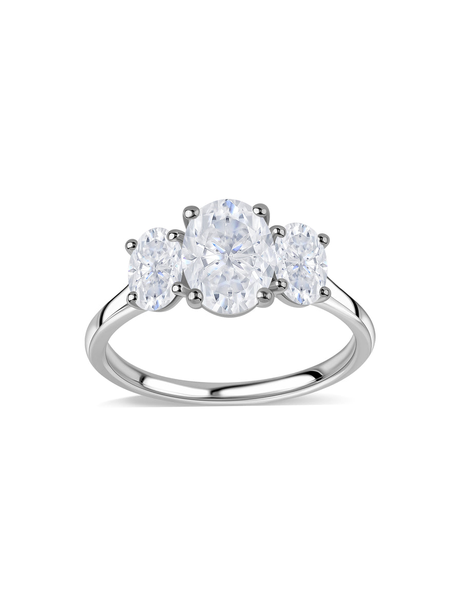 Lab Diamond Three Stone Engagement Ring