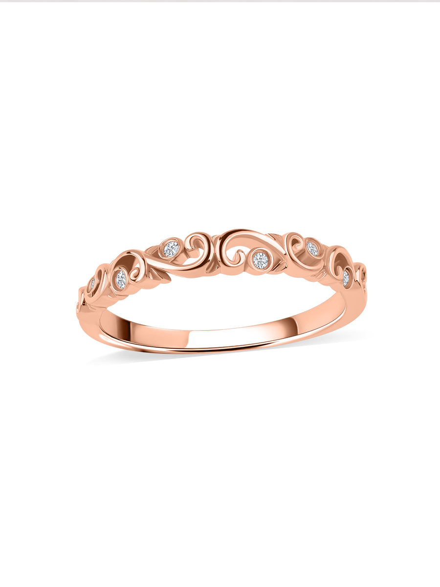 Filigree Swirl Diamond Band Ring