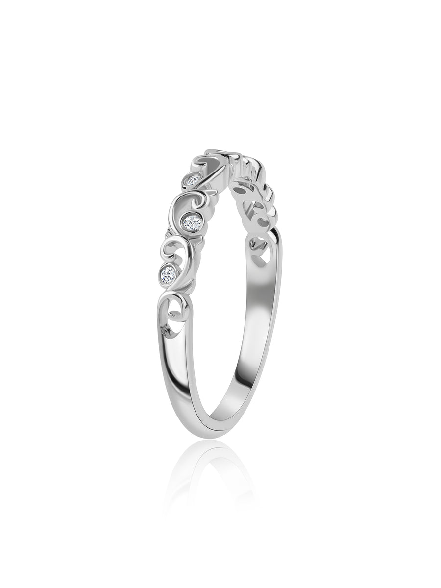 Filigree Swirl Diamond Band Ring