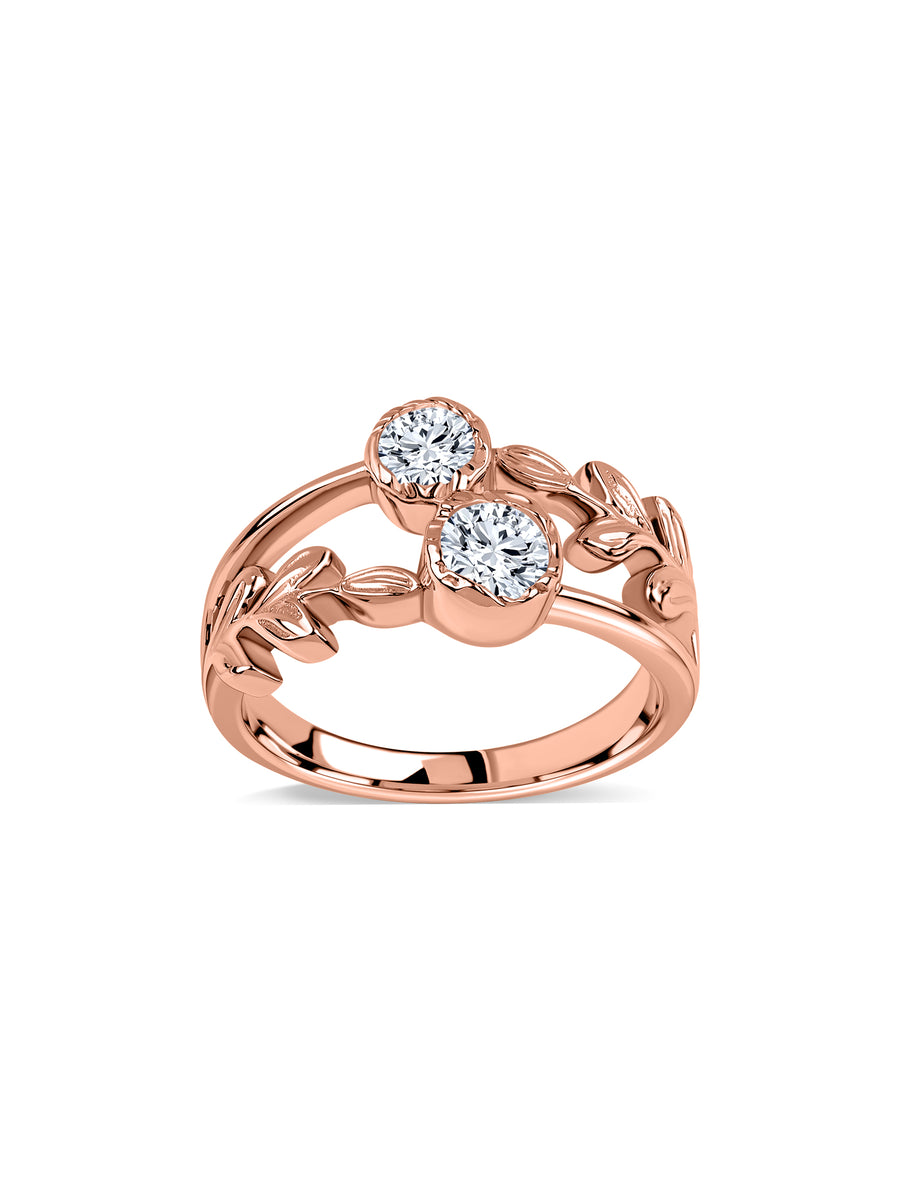 Golden Bloom Floral Lab Grown Diamond Gold Ring