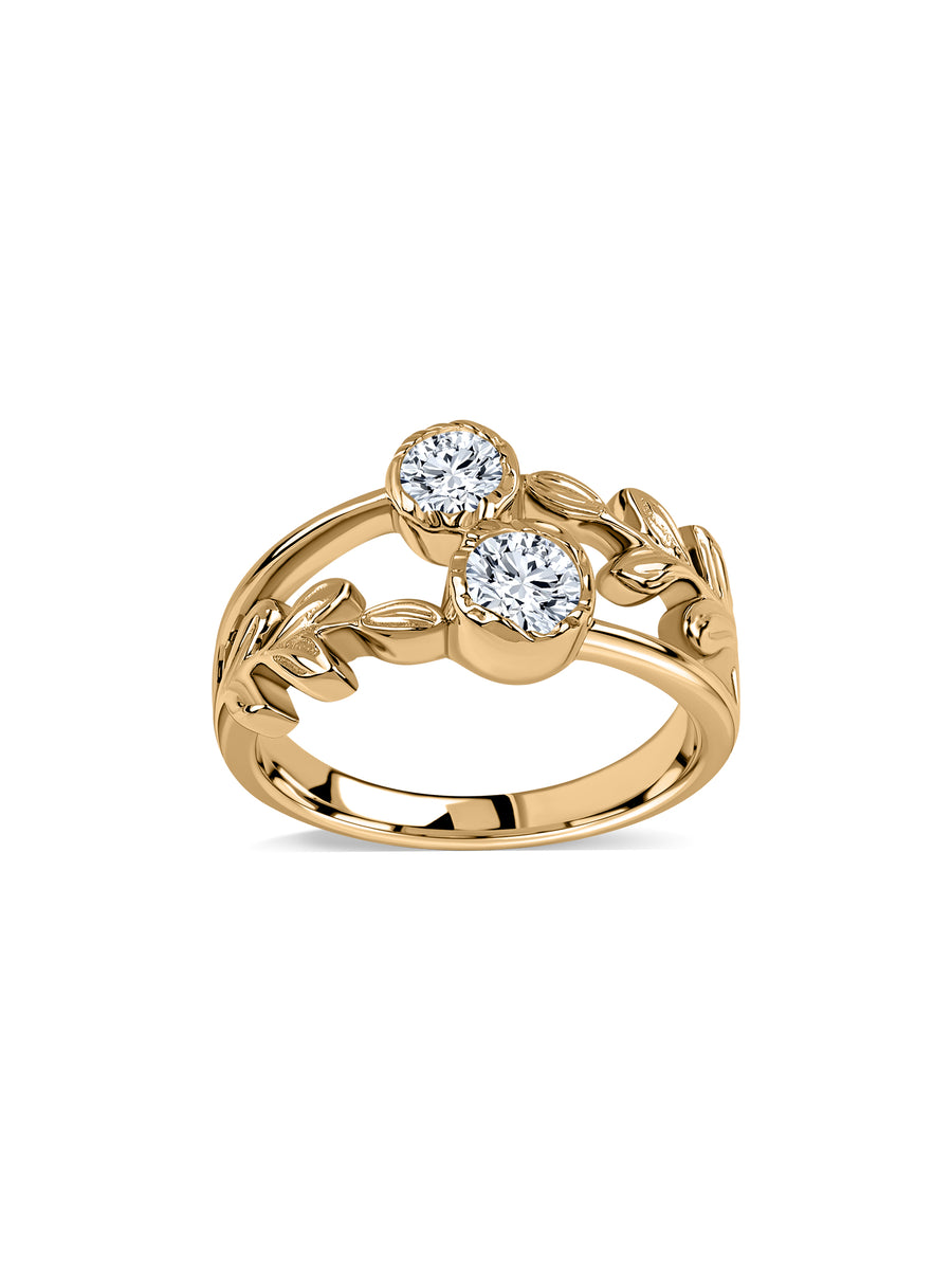 Golden Bloom Floral Lab Grown Diamond Gold Ring