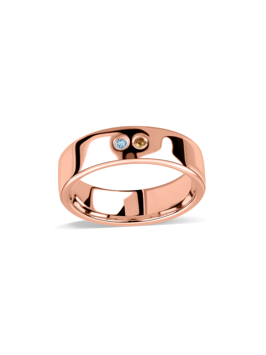 Dual Gemstone Gold Band Ring