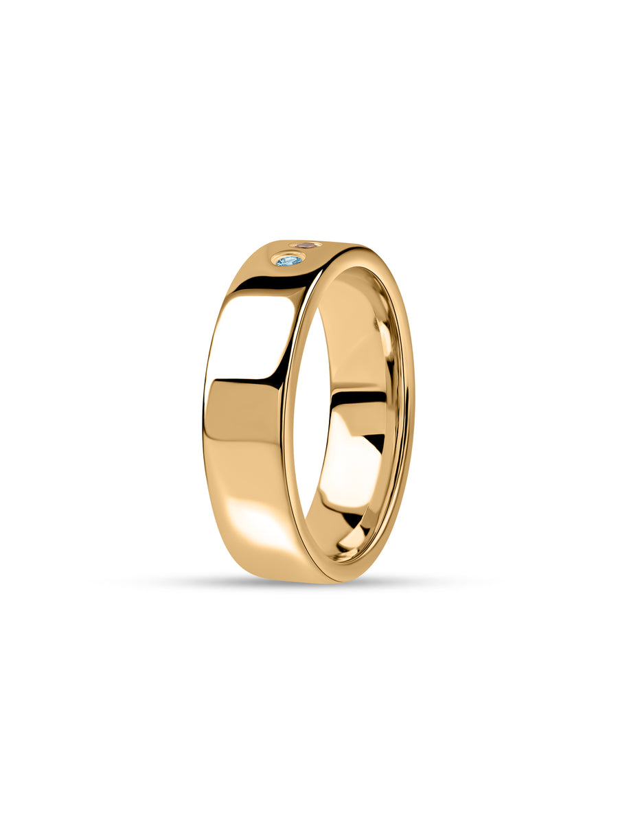 Dual Gemstone Gold Band Ring