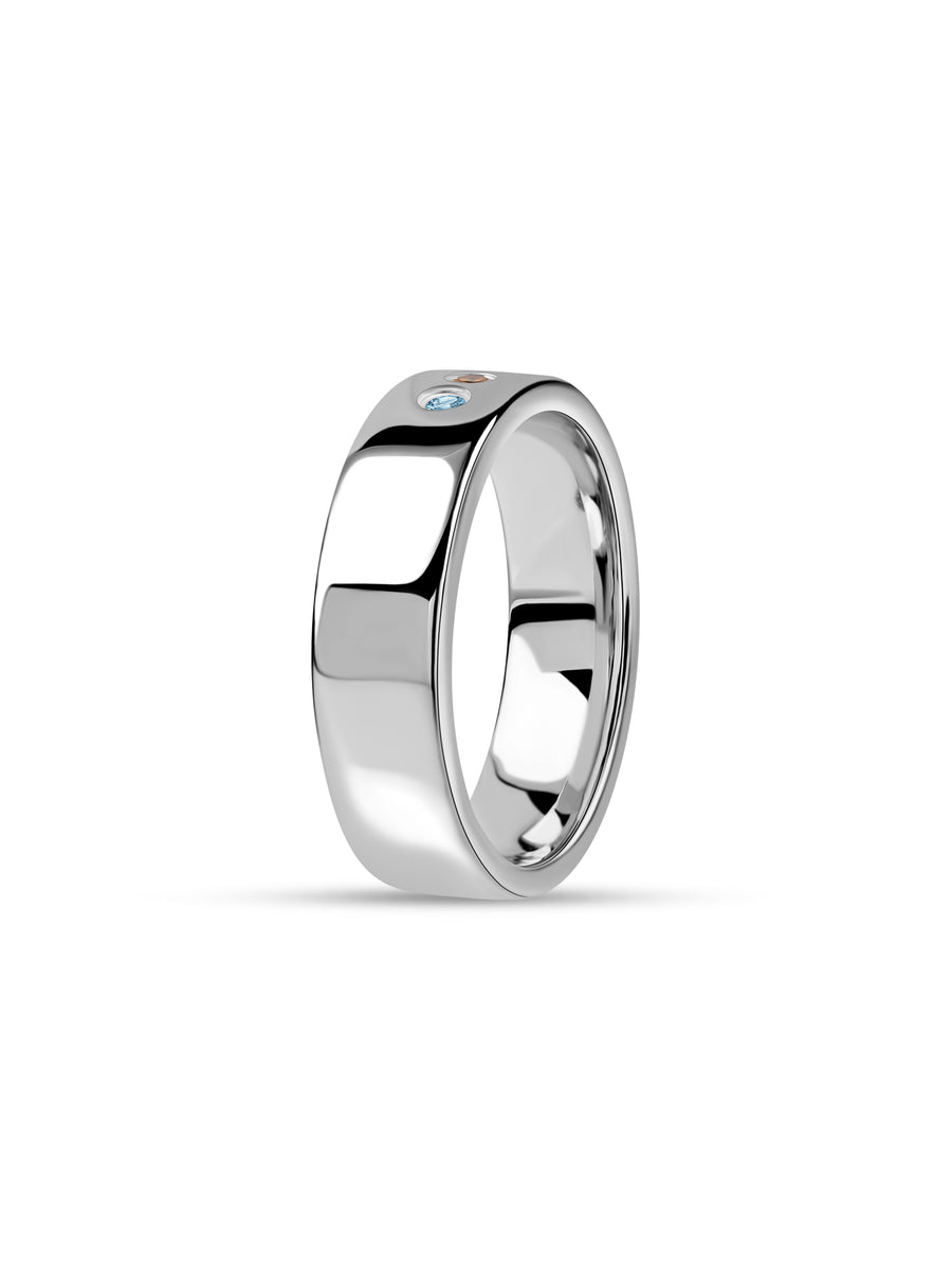 Dual Gemstone Gold Band Ring