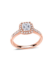 1 Carat Lab Diamond Princess Halo Ring