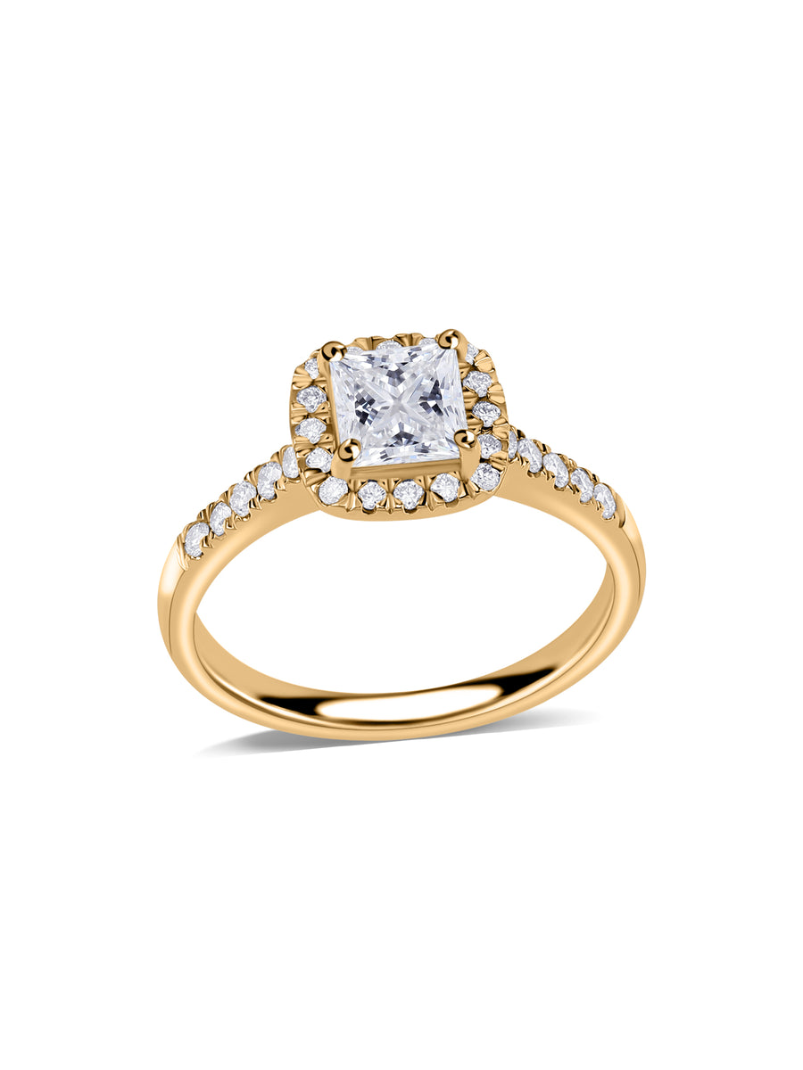 1 Carat Lab Diamond Princess Halo Ring