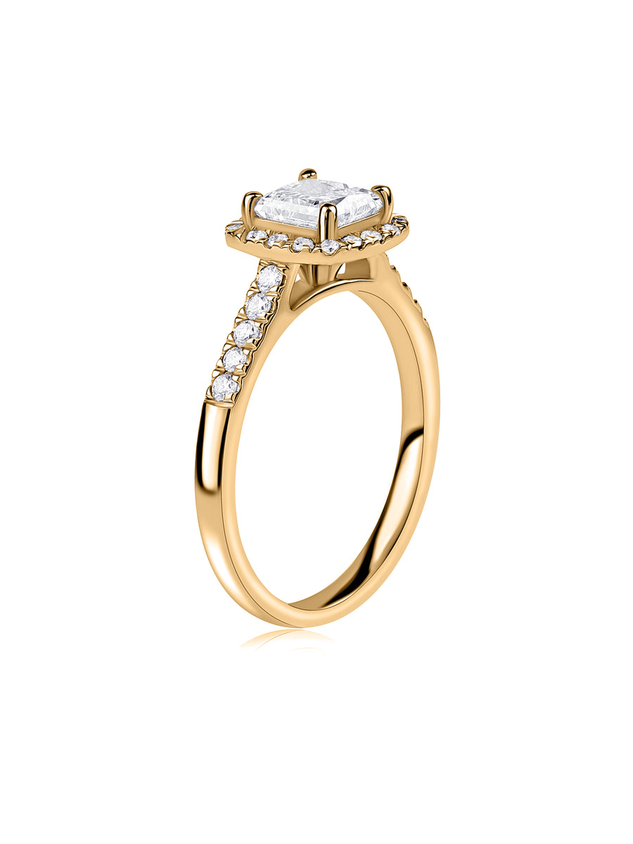 1 Carat Lab Diamond Princess Halo Ring