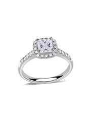 1 Carat Lab Diamond Princess Halo Ring