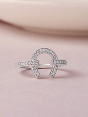 925 Silver Diamond Look CZ Horseshoe Ring For Women