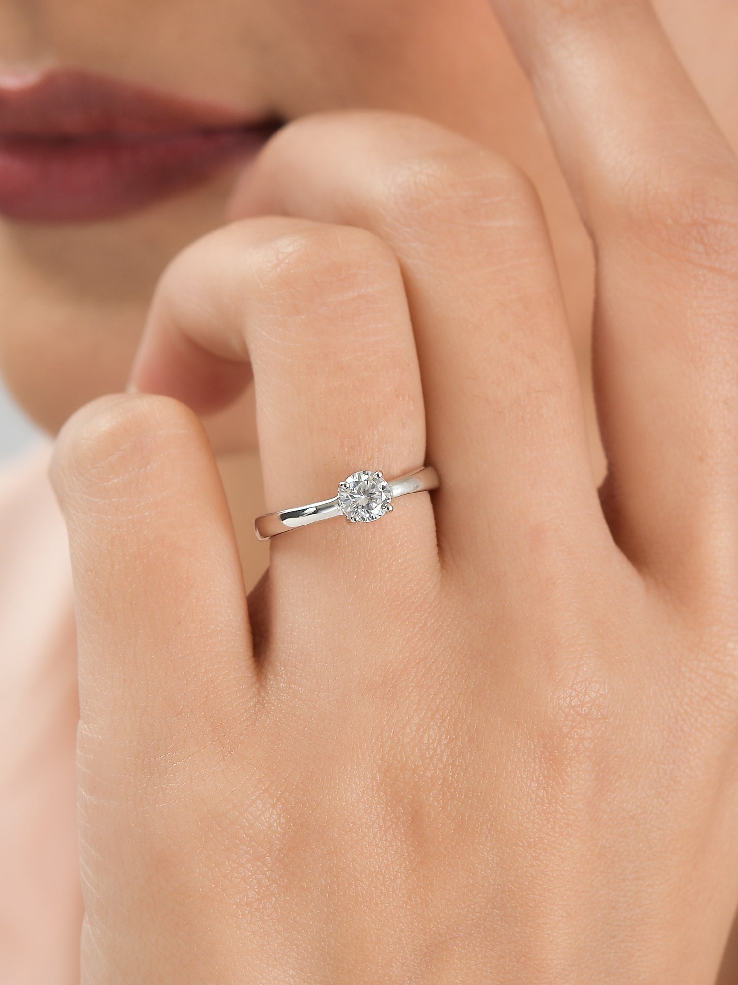Ornate Jewels 0.8 Carat American Diamond Solitaire Adjustable Ring-1