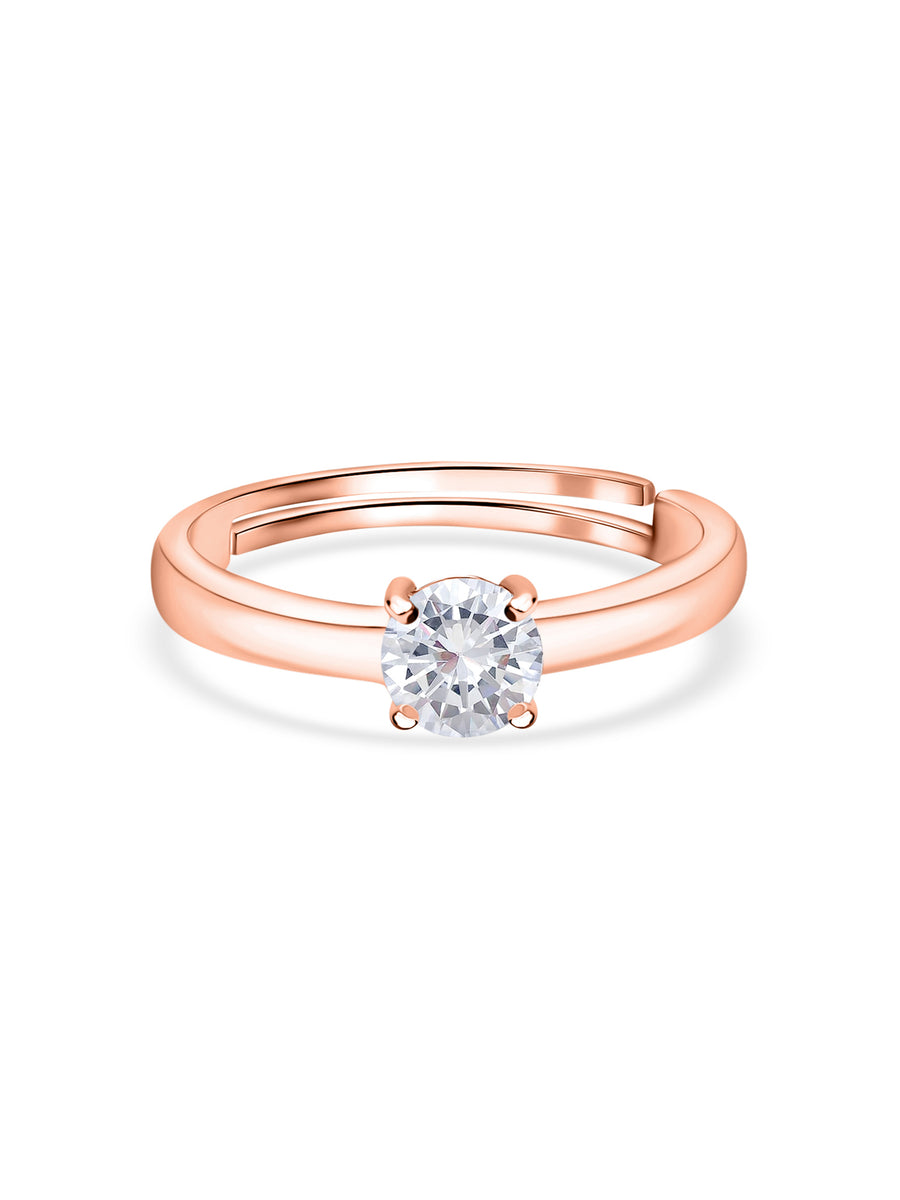 Ornate Jewels 0.8 Carat American Diamond Rose Gold Adjustable Ring