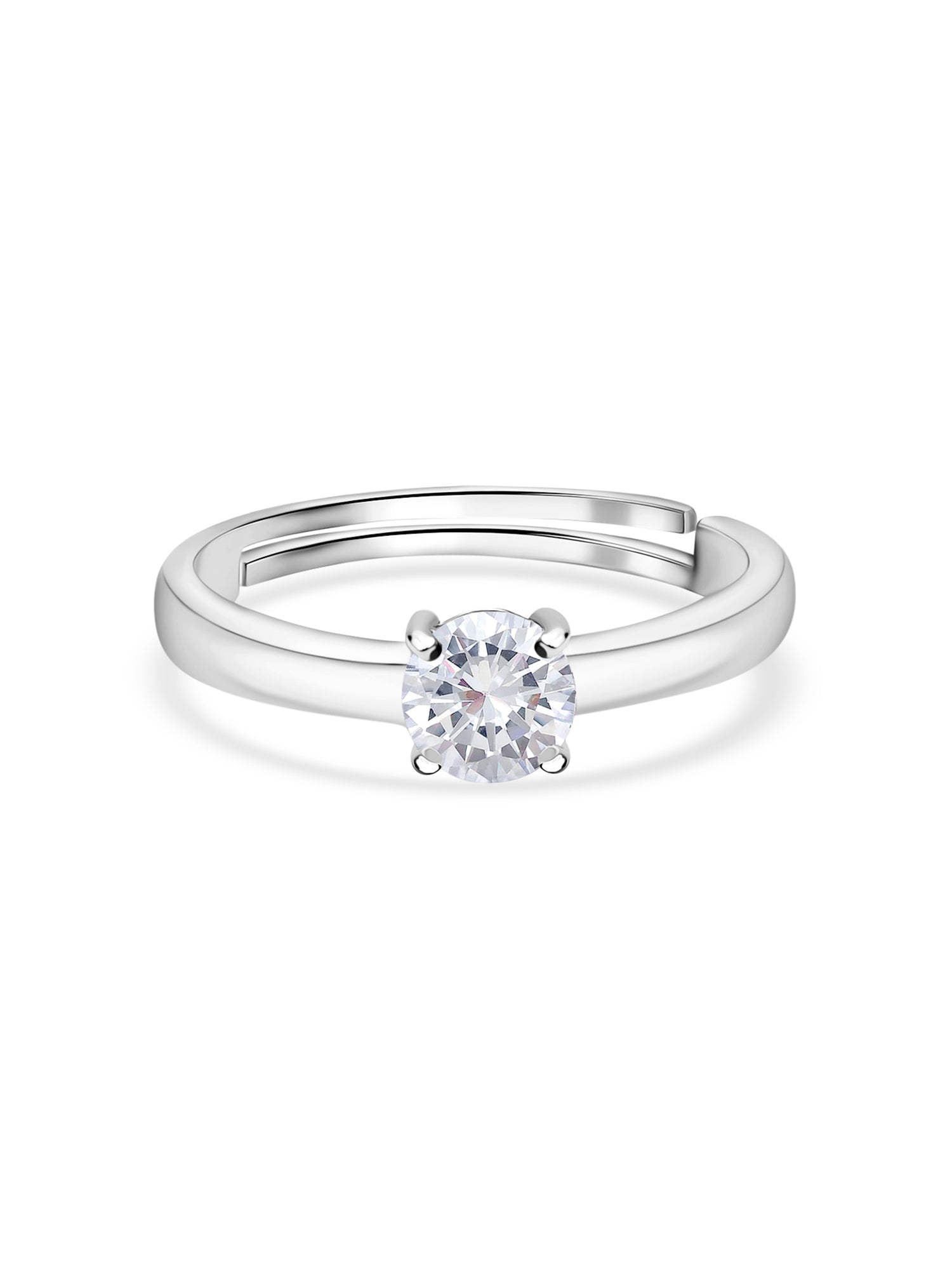 Ornate Jewels 0.8 Carat American Diamond Solitaire Adjustable Ring-3