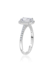 1.5 Carat American Diamond Adjustable Halo Ring in 925 Silver