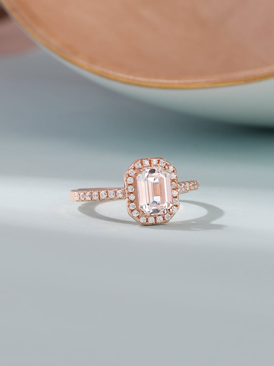 1.5 Carat American Diamond Rose Gold Adjustable Halo Ring