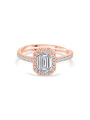 1.5 Carat American Diamond Rose Gold Adjustable Halo Ring