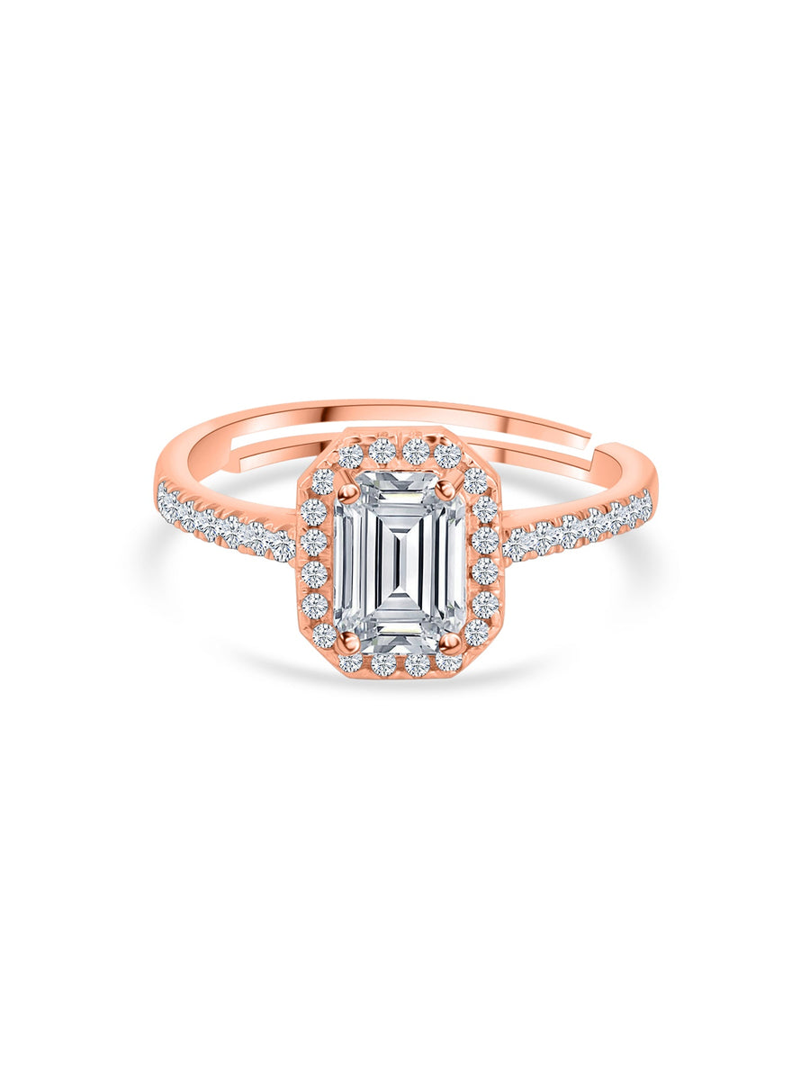 1.5 Carat American Diamond Rose Gold Adjustable Halo Ring