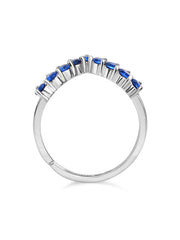 Lab Created Blue Sapphire Adjustable Chevron Ring In 925 Silver