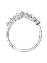 American Diamond Adjustable Chevron Ring In 925 Silver