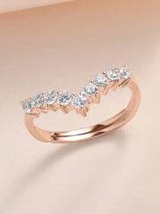 American Diamond Rose Gold Adjustable Chevron Ring For Her