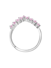 Pink Stone Adjustable Chevron Rings In 925 Silver-4