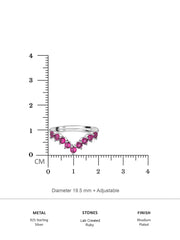 Synthetic Red Ruby Adjustable Chevron Rings In 925 Silver-4