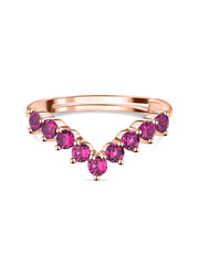 Rose Gold Synthetic Red Ruby Adjustable Chevron Ring For Her