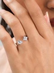 Diamond Look Double Solitaire Ring In 925 Silver