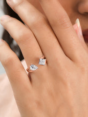Diamond Look Double Solitaire Ring In Rose Gold-1