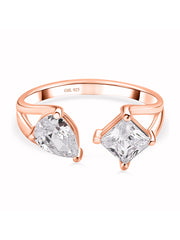 Diamond Look Double Solitaire Ring In Rose Gold-2