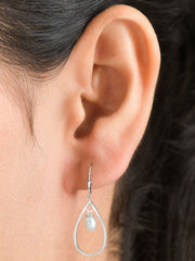 Real Pearl Drops Earring With A Silver Frame