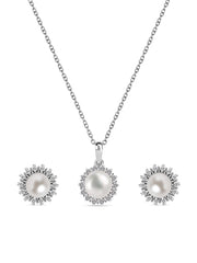 Ornate Jewels Pure Pearl Necklace With Studs Earrings Set