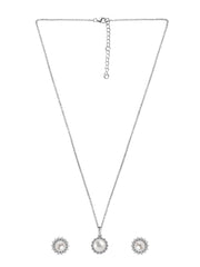 Ornate Jewels Pure Pearl Necklace With Studs Earrings Set