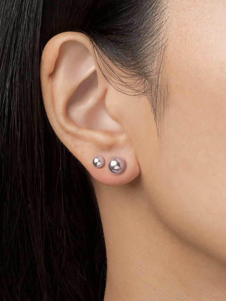 Set Of 2 Pair Ball Silver Stud Earrings 5Mm 6Mm-3Set Of 2 Pair Ball Silver Stud Earrings 5Mm 6Mm-3