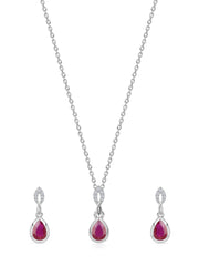 Red Ruby Drop Set For Women
